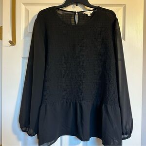 TERRA & SKY SMOCKED CHIFFON BLOUSE 1X — FINAL SALE ENDS THIS WEEKEND